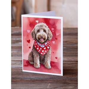 Labradoodle My Valentine Whimsical A7 Tarjetas de felicitación Paquete de 8 tarjetas de notas en blanco con sobres Tamaño 5x7 - Product Image 2