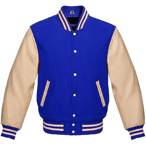 Men's Black Varsity Jacket With White Sleeves <b>Button</b> Closure Turn-down Collar Casual Style Autumn Wear - Product Image 6