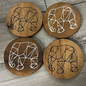 Wooden Coaster Set Rectangle Shape Turtle Carved Design Classic Style for Tableware Use 1 Layer Handles APEX FASHION ART - Product Image 6