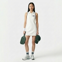 Robe Polo de Pickleball Sportive pour Femme avec Logo Personnalisé, sans Manches, en Spandex/Nylon, Col Zippé, Poches et Short Assorti, Respirante