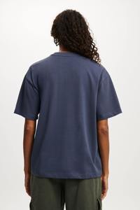 T-shirt ample à col rond pour femme, prix abordable, bleu marine, manches courtes, coupe ample, 100% coton jersey, imprimé logo, toutes saisons - Product Image 5