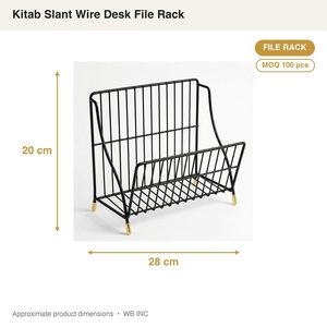 Handmade 28 cm Black Brass Slanted Front Wood File Rack Kitab Slant Wire Desk <b>Organiser</b> for Home Decor Hotels and <b>Weddings</b> - Product Image 4