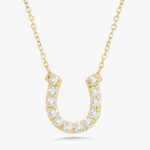 จี้รูปเกือกม้านำโชค ขายส่ง ทองคำแท้ 14k 18k ประดับเพชรทรงกลมเจียระไนแบบ Pave เพชรเลี้ยงในห้องปฏิบัติการ สร้อยคอจี้เพชร งานจิวเวลรี่ชั้นดี - Product Image 1