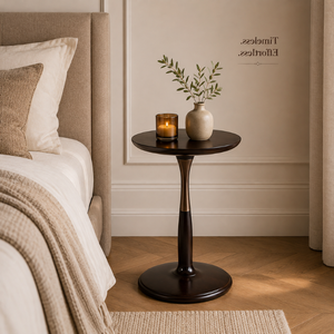 Modern <b>Round</b> Pedestal Side <b>Table</b> with Minimalist Black Finish | Contemporary Accent End <b>Table</b> for Living Room, Bedroom, Sofa - Product Image 3