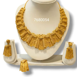 AWAIS HOUSE Ensemble de collier pour femmes africaines, pour fiançailles et mariages, en laiton plaqué or 6 grammes, style Hiphop, avec diamants sertis griffe infini - Product Image 1