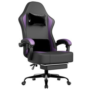 Sedia da Gaming Ergonomica con Cuscino a Molle Insacchettate e Poggiapiedi, in Pelle PU Traspirante per Casa o Sala Giochi, per Adulti - Product Image 1