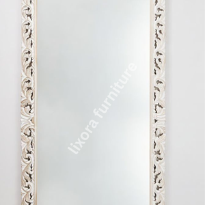 Luxury Handcrafted Solid Wood Wall <b>Mirror</b> Frame Ornate Acanthus Leaf Carving Antique White Finish - Product Image 2