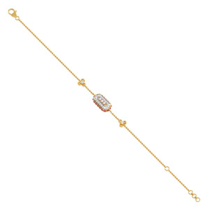 Bracelet en diamants à maillons ovales avec accents roses, chaîne en or jaune et design géométrique à centre ouvert - Product Image 4