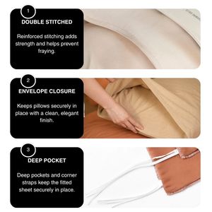 Parure de lit en bambou bio couleur crème blé, 3 pièces, écologique, rafraîchissante, pour la maison - Product Image 3