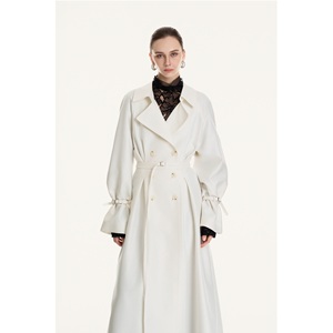 Abrigos de alta costura para mujer, abrigo VELOURA de doble botonadura, largo, con cinturón, cálido, chaquetas y abrigos de mujer con corte entallado. - Product Image 2