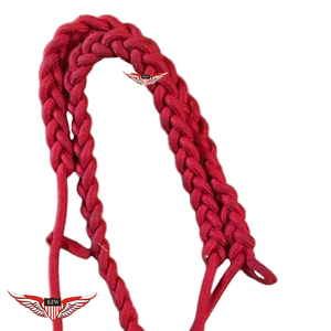 Aiguillette Militar Roja, Cordón de Hombro en Rojo, Aiguillette Trenzada con Punta Metálica Plateada - Product Image 4