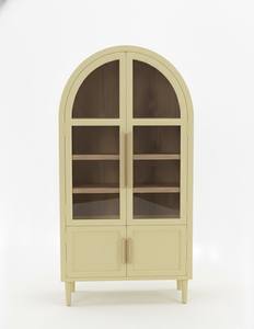 ตู้โชว์ทรงสี่เหลี่ยม ทำจากไม้ยางพารา ไม้เอ็มดีเอฟ และวีเนียร์ไม้โอ๊ค ตู้เก็บของห้องนั่งเล่นแบบ 4 ช่องที่เป็นมิตรกับสิ่งแวดล้อม - Product Image 1