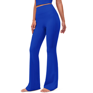 Pantalon évasé vintage pour femme, grande taille, séchage rapide, respirant, 100 % coton, taille élastique, taille haute, style tendance - Product Image 1