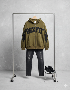 Sudadera con capucha y cremallera de felpa francesa pesada, con logo bordado desgastado, estilo streetwear, la más demandada por los clientes, del fabricante líder. - Product Image 5