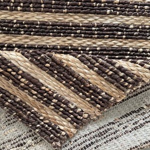 Personalized Braided Jute Rug – Hand-Knitted Loop Design, Golden Brown - Product Image 2