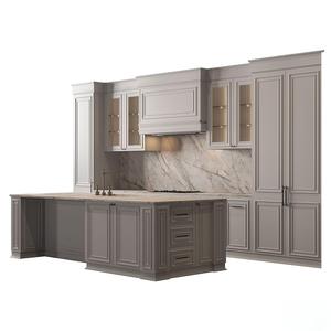 Ensemble d'armoires de cuisine modulaires modernes de luxe KEJIA avec panneaux rainurés mats et îlot <span class=keywords><strong>en</strong></span> marbre <span class=keywords><strong>pour</strong></span> projets de rénovation de villas haut de gamme - Product Image 2