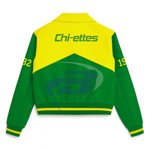 Chaqueta de Carreras Chi Eta Phi Sorority con Cierre de Cremallera, Chaqueta de Carreras Personalizada con Patrón de Llamas de Algodón de Alta Calidad - Product Image 2