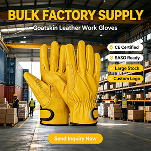 Guantes de Trabajo de Cuero de Cabra de Primera Calidad, Resistentes al Fuego, con Correa de Muñeca Ajustable, Suaves y Flexibles, para Seguridad en Exteriores - Product Image 4