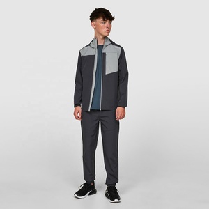 Chándales con cremallera Hombres Algodón Ecológico Sólido Cortavientos Venta al por mayor Fútbol Street-Wear Hombres Running Sets Alta calidad - Product Image 1