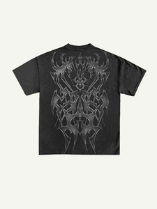 เสื้อเชิ้ตผู้ชายทรงหลวมสไตล์โกธิคพิมพ์ลายคลาสสิค Y2K แนวเรโทร แขนสั้น ลายการ์ตูน ผ้าป๊อปลิน ทรงโอเวอร์ไซส์ ใส่สบาย 100% ผ้าฝ้าย - Product Image 3
