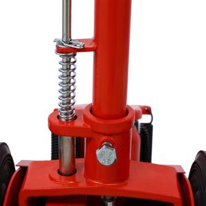 Martinetto idraulico a bottiglia da 22 tonnellate ad aria compressa con set di 4 prolunghe e ruote integrate, rosso, per auto - Product Image 4