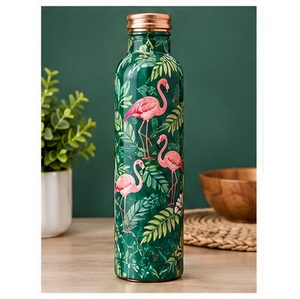 Botella de Agua de Cobre con Diseño de Flamencos y Tapa de Cobre, Portátil para Viajes - Product Image 1
