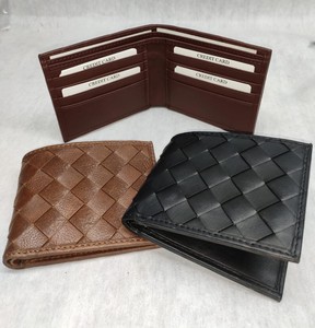 New Leather Designer Male <b>Wallets</b> <b>RFID</b> Protect ID Card Holder Slim Custom Logo Purse Woven Pattern Simple Weaved Classic Bifold - Product Image 3