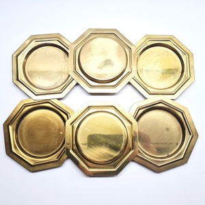 Regency Octagon Brass <b>Coaster</b> Set Handcrafted Premium <b>Drink</b> <b>Coasters</b> Heat Resistant Table Protector Elegant Barware Gift - Product Image 3