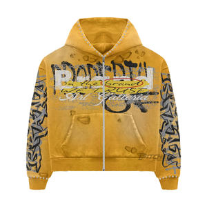 Hoodie en coton épais coupe ample 500 gsm, logo personnalisé, effet vintage, streetwear homme - Product Image 2