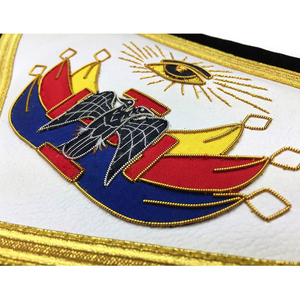 Delantal de Maestro Masón Bordado en 3D Personalizado con Flecos Dorados y Borlas Rojas, Insignia de Tela de Estilo Clásico para Bolsos - Product Image 3