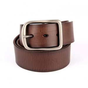 Ceinture Formelle en Cuir Véritable Noir Uni en Peau de Vache avec Boucle Rectangulaire Argentée Durable pour Hommes et Femmes - Product Image 3