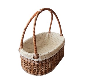 Vintage Rustic <b>Wicker</b> Magazine <b>Log</b> <b>Basket</b> Triangle Gabled Side Rattan Picnic <b>Basket</b> Fixed Horizontal Handle Open Top Storage Box - Product Image 1