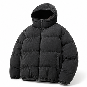 Chaqueta Acolchada Negra con Capucha para Hombre, Abrigo Casual de Invierno Cálido y Grueso con Cierre de Cremallera y Relleno de Poliéster - Product Image 5