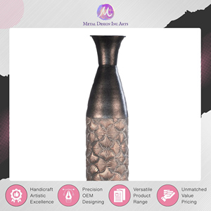 Expertos en la Venta de Jarrones Altos de Metal de Aluminio Clásicos con Acabado Dorado Gris y Patrón de Conchas Marinas de Calidad Estándar para Compradores al por Mayor - Product Image 4