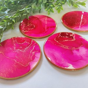 Handmade Modern Resin Coffee Tea <b>Coaster</b> <b>Set</b> by Lametierartz High Quality 300mm Diameter Round - Product Image 3