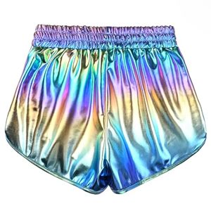 Women Hot Shorts Shiny Metallic Shorts Elastic Drawstring Summer Holographic Wet Look <b>Booty</b> Shorts Bottoms Raves Festivals - Product Image 4