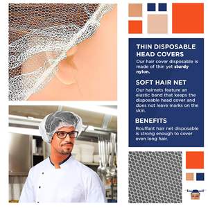 Filet à cheveux jetable blanc de 28 pouces Lot de 1000 casquettes bouffantes en nylon léger unisexe pour cuisine, service alimentaire, filets à cheveux respirants - Product Image 3