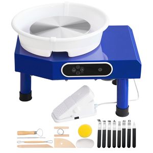 Tornio per ceramica da 10 pollici con pedale, vasca in ABS, velocità regolabile 60-300 RPM, pannello LCD manuale - Product Image 1