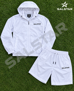 Custom Men’s Windbreaker <b>White</b> <b>Tracksuit</b> Set Lightweight Waterproof Hooded Jacket Shorts 2 Piece Sportswear Jogging Suit - Product Image 5