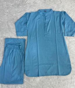 Ensemble coordonné ethnique en coton bleu pour femmes, tenue indienne pakistanaise, coupe régulière pour le bureau et les occasions décontractées quotidiennes - Product Image 5