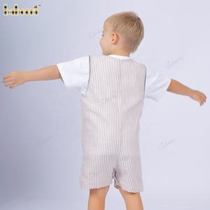 Ensemble short décontracté de luxe pour garçons, imprimé girafe brodé à la main, tissu en seersucker 100% coton, ODM OEM personnalisé, vente en gros - Product Image 3