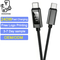Cable de Datos de Carga Rápida USB-C Tipo C de Nailon Trenzado de Alta Calidad, 240 W, 5 A, PD3.1, Conductor de Cobre Puro, Aluminio, Auriculares IOS