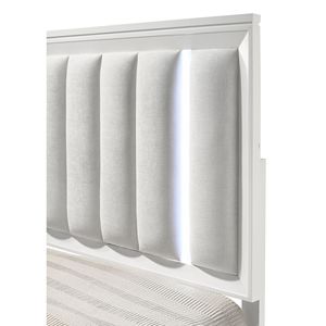 Testiera letto imbottita in tessuto effetto lino con luci LED, misura Queen Size, 1 pz, in legno massello, per camera da letto, mobili imbottiti - Product Image 3