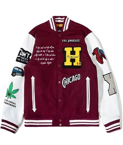 Kenya Maroon Black CUSTOM LETTERMAN JACKET VARSITY CHAQUETA DE LANA CUERPO MANGAS DE CUERO HOMBRE TALLA GRANDE OEM AL POR MAYOR - Product Image 1
