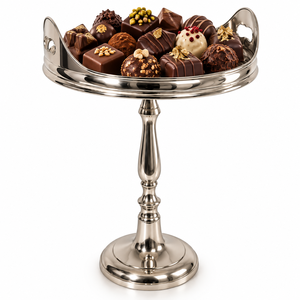 Support à chocolat en argent au design moderne avec accent de perles en bois pour hôtels, restaurants et mariages – Tailles et couleurs personnalisées disponibles - Product Image 4