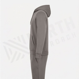 Conjunto Deportivo Unisex Gris con Sudadera con Capucha y Pantalones Jogger, Color Sólido, Cierre con Cordón, 100% Algodón - Product Image 3