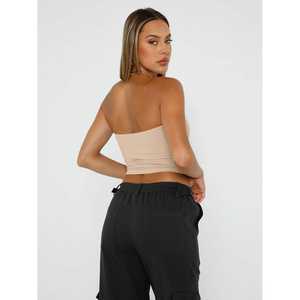 Women's Pink and Black <b>Daisy</b> Flower Tube <b>Top</b> | Retro Sublimation Cropped Bandeau <b>Tops</b> Strapless - Product Image 3