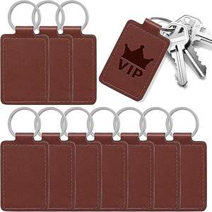Kit de porte-clés rectangulaires en cuir PU avec rivets, anneaux de porte-clés pour la fabrication artisanale DIY - Product Image 1