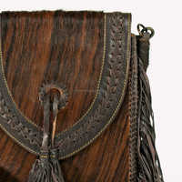   Sac bandoulière en cuir de vachette style bohème avec franges, sac à main western pour cowgirl