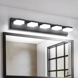 Modern 5-<b>Light</b> <b>Bathroom</b> Vanity LED <b>Light</b> Fixture Black <b>Over</b> <b>Mirror</b> Design with Stylish <b>Bathroom</b> Vanity <b>Lights</b> - Product Image 3